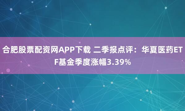 合肥股票配资网APP下载 二季报点评：华夏医药ETF基金季度涨幅3.39%