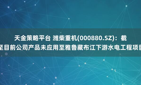 天金策略平台 潍柴重机(000880.SZ)：截至目前公司产品未应用至雅鲁藏布江下游水电工程项目